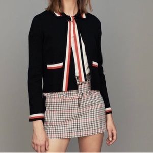 <Moving Sale> Maje Manille Red White Line Bow Black Cardigan Top 36 S